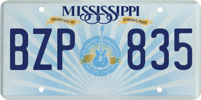 MS license plate BZP835