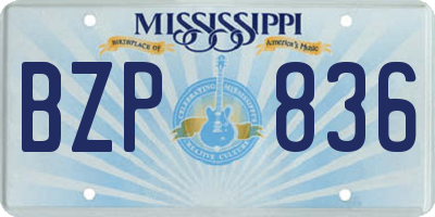 MS license plate BZP836