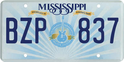 MS license plate BZP837