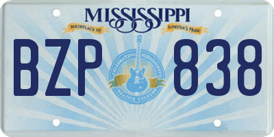 MS license plate BZP838
