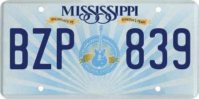 MS license plate BZP839