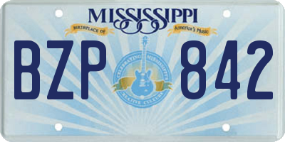 MS license plate BZP842