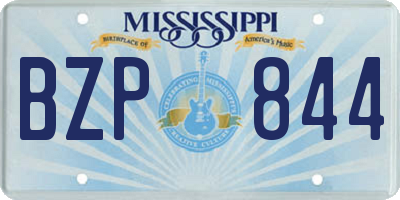 MS license plate BZP844