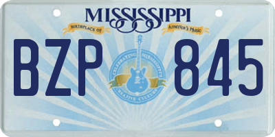 MS license plate BZP845