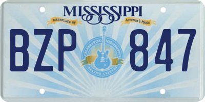 MS license plate BZP847