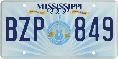 MS license plate BZP849