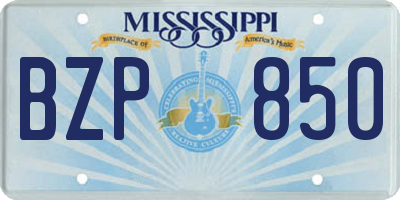 MS license plate BZP850