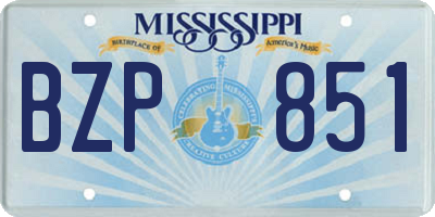 MS license plate BZP851