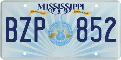 MS license plate BZP852