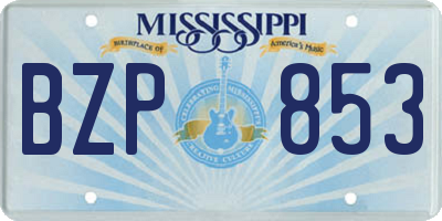 MS license plate BZP853