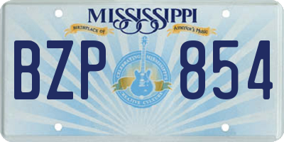 MS license plate BZP854