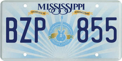 MS license plate BZP855