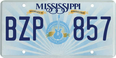 MS license plate BZP857