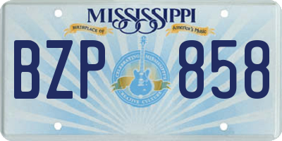 MS license plate BZP858