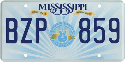 MS license plate BZP859