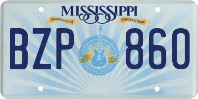 MS license plate BZP860