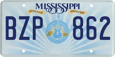MS license plate BZP862