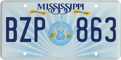MS license plate BZP863