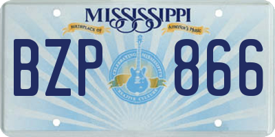 MS license plate BZP866