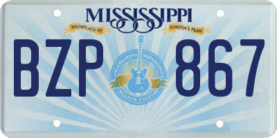 MS license plate BZP867