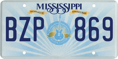 MS license plate BZP869