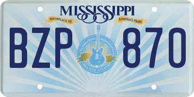 MS license plate BZP870