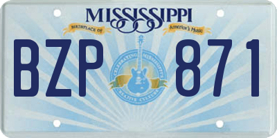 MS license plate BZP871