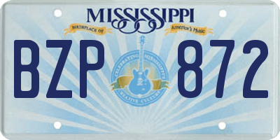 MS license plate BZP872