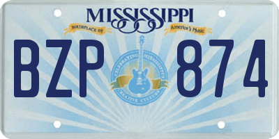 MS license plate BZP874