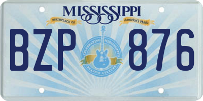 MS license plate BZP876