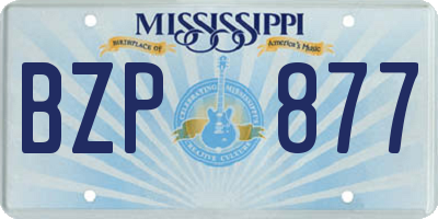 MS license plate BZP877