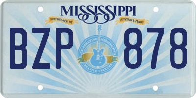 MS license plate BZP878
