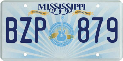 MS license plate BZP879