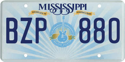 MS license plate BZP880