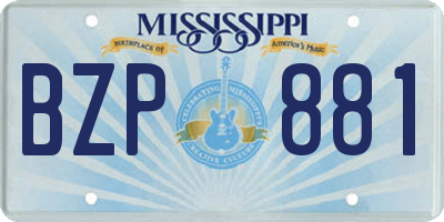 MS license plate BZP881