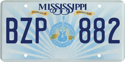 MS license plate BZP882