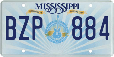 MS license plate BZP884