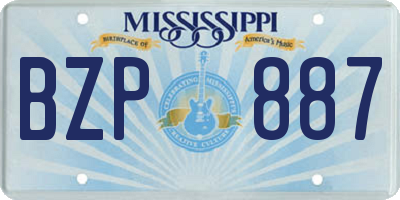 MS license plate BZP887