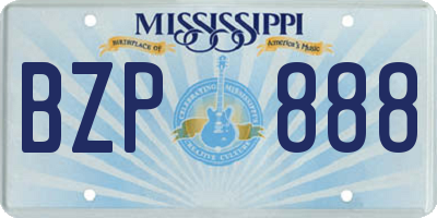 MS license plate BZP888