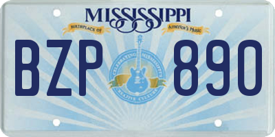 MS license plate BZP890
