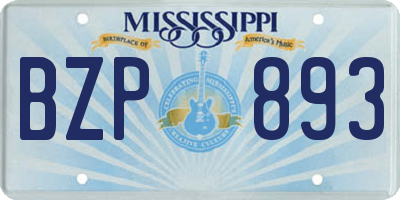 MS license plate BZP893
