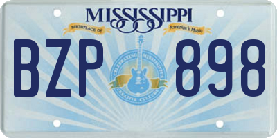 MS license plate BZP898