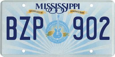 MS license plate BZP902