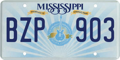 MS license plate BZP903