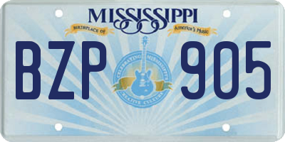 MS license plate BZP905