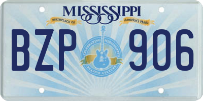 MS license plate BZP906