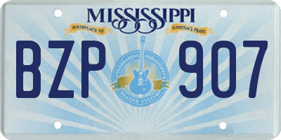 MS license plate BZP907