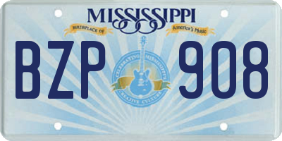 MS license plate BZP908