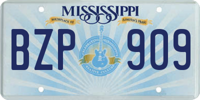 MS license plate BZP909