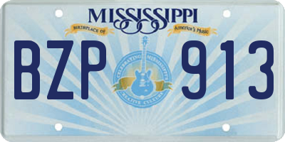 MS license plate BZP913